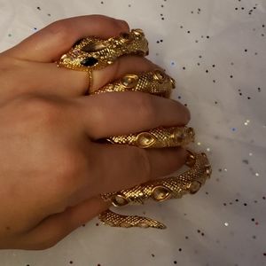 Arm Candy Luxe Gold Snake Bracelet With Rose Stone